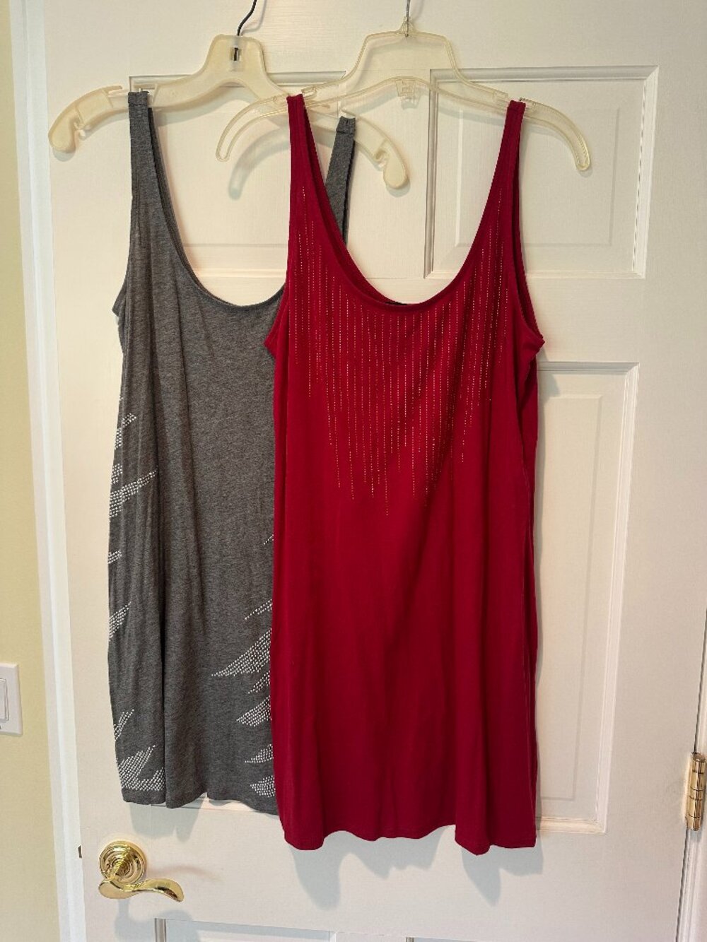 Express Tank Dress Bundle | Gray Studded & Red Sleeveless Tunic - M